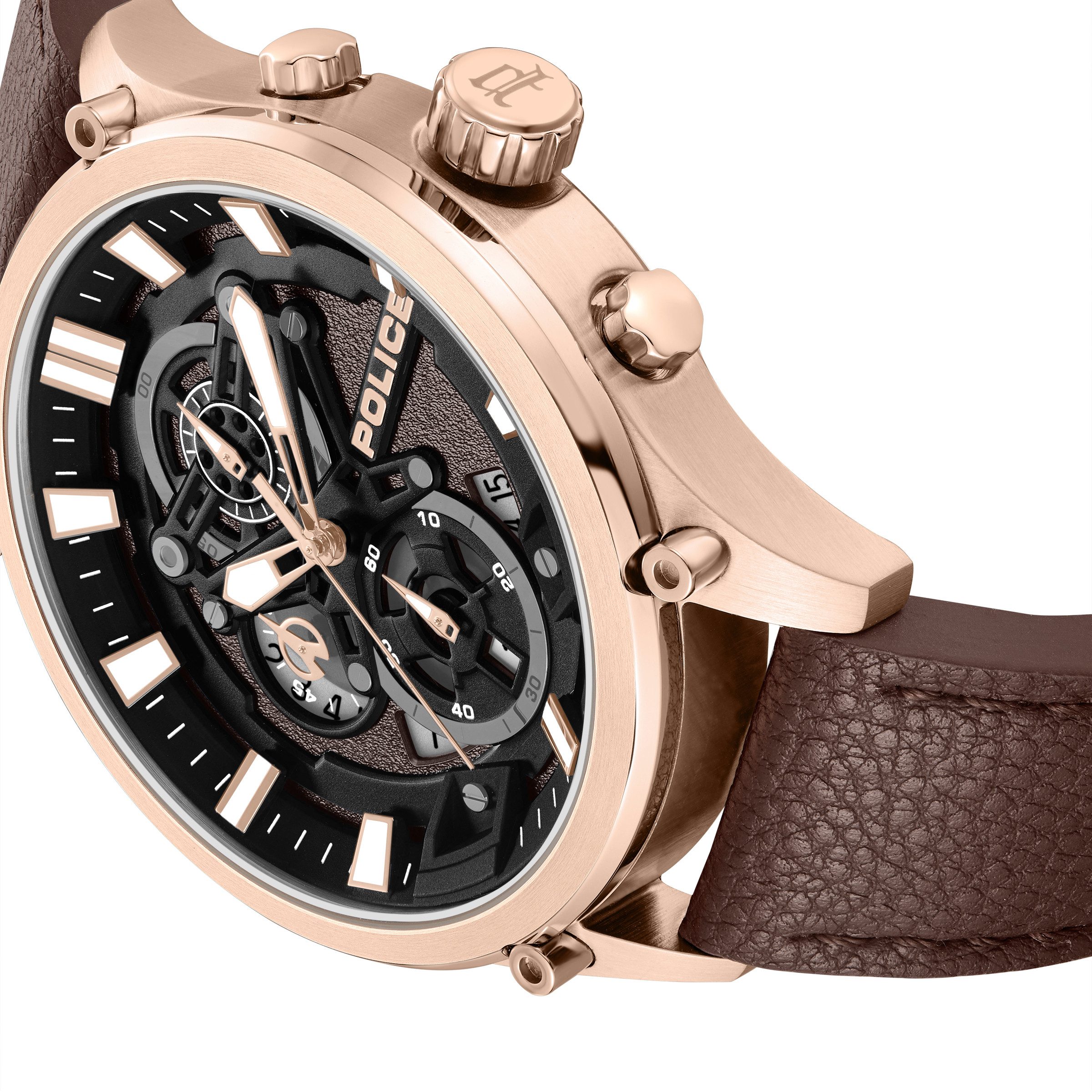Police Chronograph Wadden PEWGC0054204, Quarzuhr, Armbanduhr, Herrenuhr, Lederarmband, analog, Tag
