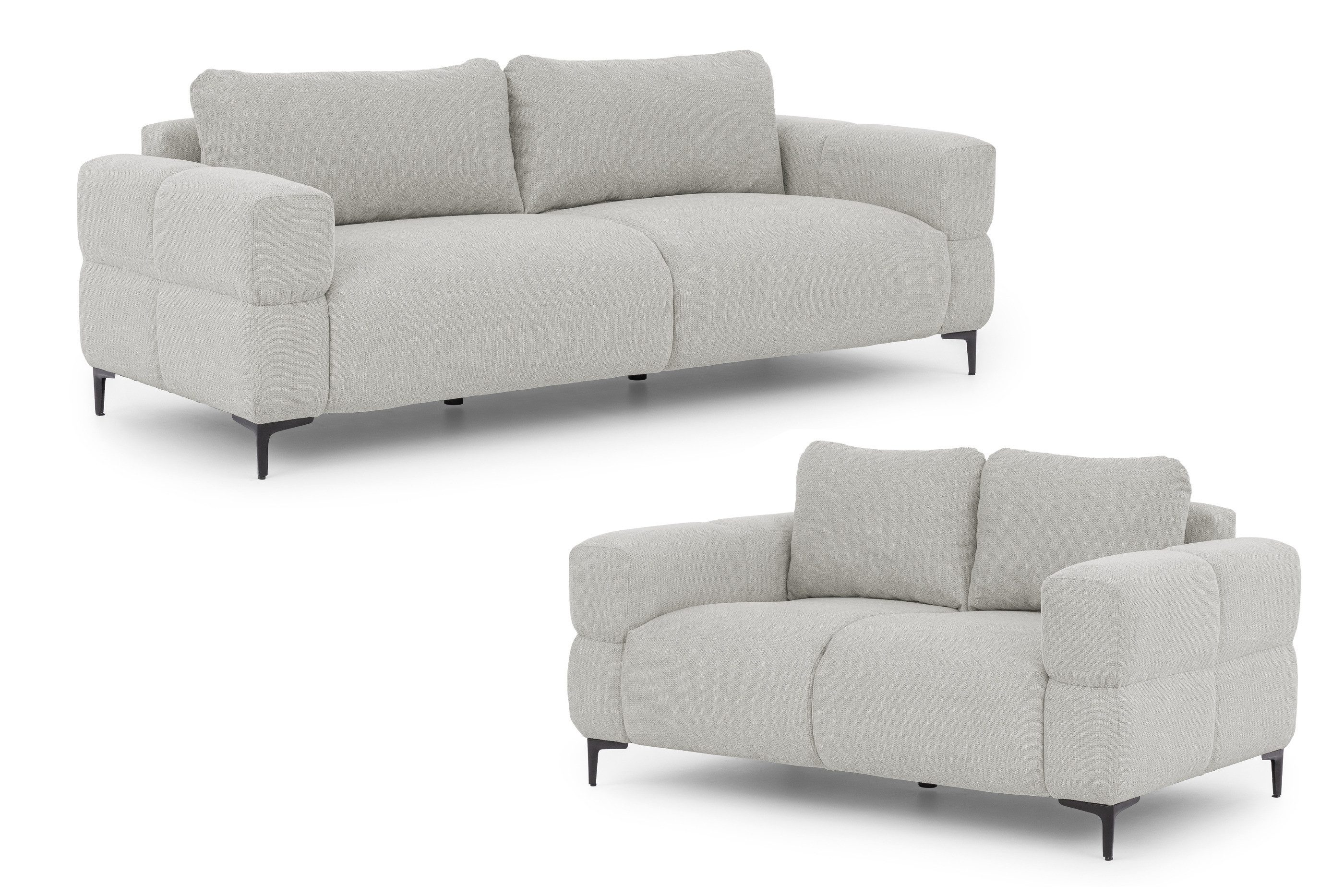 S-Style Möbel Polstergarnitur 3+2 Cardea in Bubble-Optik aus weichem Strukturstoff, mit Wellenfederung und hohem Sitzkomfort