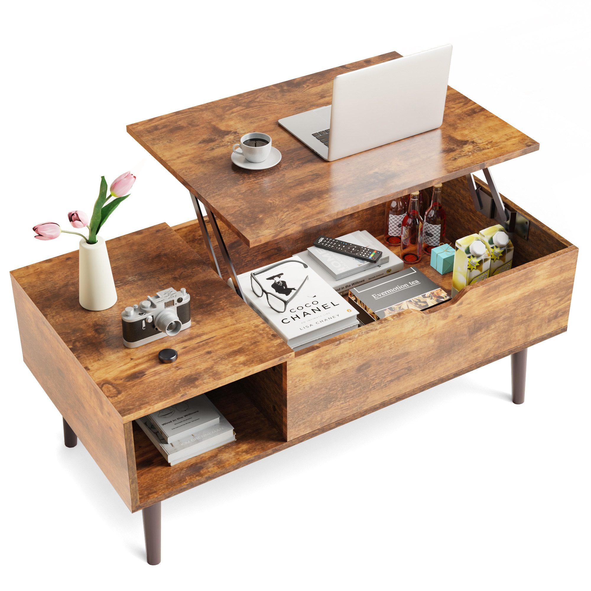 DUMOS Couchtisch Höhenverstellbar Wohnzimmertisch Ausziehbar Stauraum günstig online kaufen