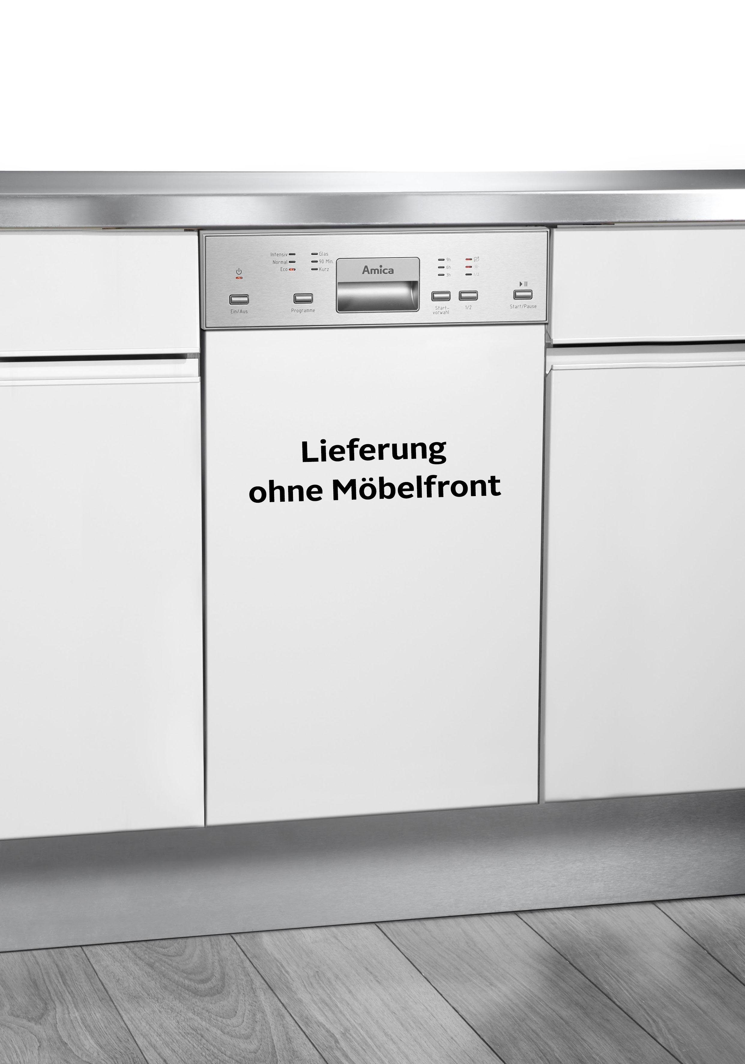 Amica teilintegrierbarer Geschirrspüler EGSP 14895-1 E, 10 Maßgedecke, Kompakter Geschirrspüler mit viel Platz und cleverer Aufteilung