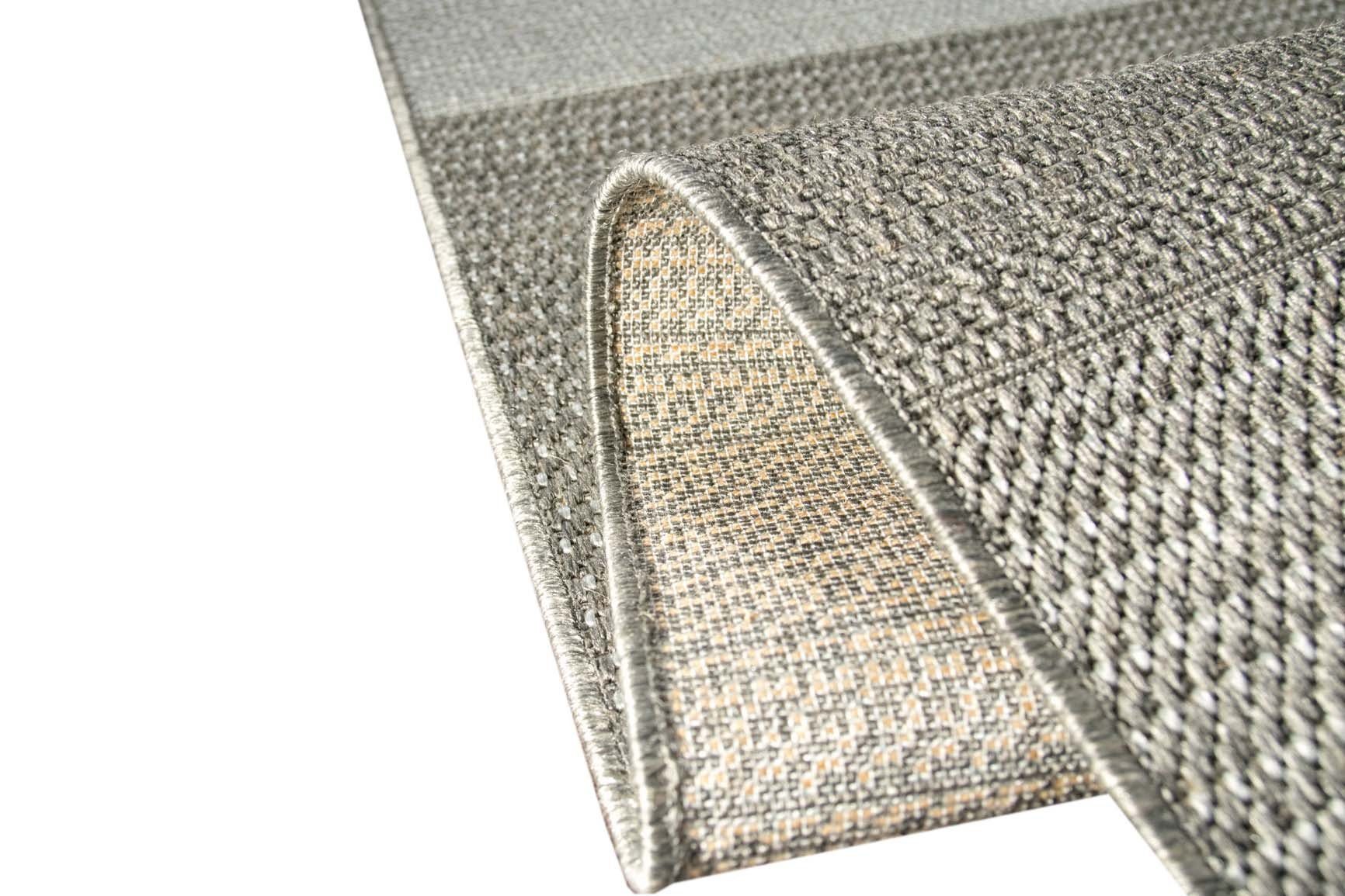 Teppich Teppich Küchenläufer rechteckig, Grau, Küchenteppich mm Modern Karo Flachgewebe Höhe: Optik Kariert Sisal Design Teppich-Traum, 5