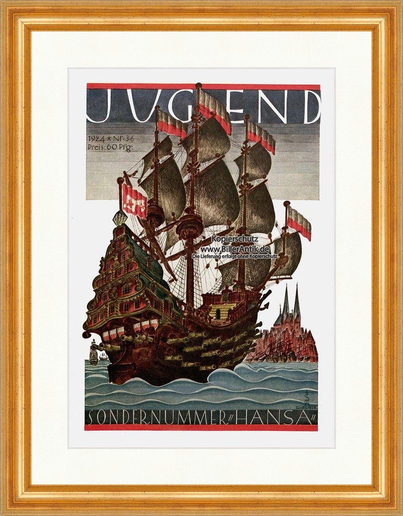 BillerAntik Kunstdruck Titelseite der Nummer 36 von 1924 Hans Schreiber Hansa Jugend 4414 G, (1 St)