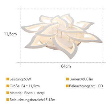 WILGOON Deckenleuchte 60 Watt Dimmbar Wohnzimmerlampe in Blumenförmiges