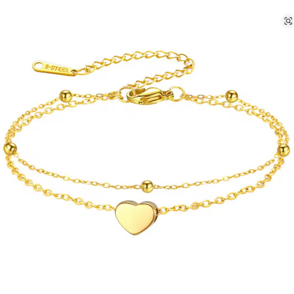 Ware aus aller Welt Fußkette Edelstahl Damen-Fußkettchen mit Herz-Anhänger günstig online kaufen