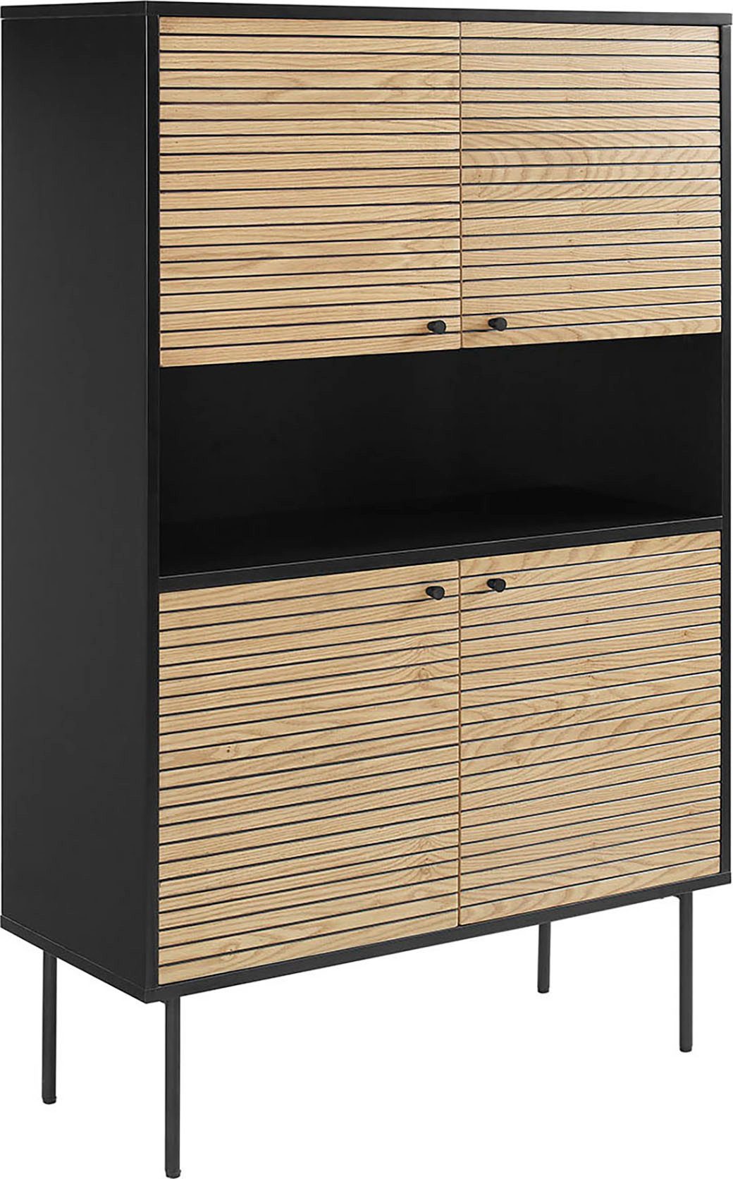 SalesFever Highboard Torsby Stilvolle Hochkommode für extra Stauraum, Stauraumschrank im Scandi Design: 100cm Breite