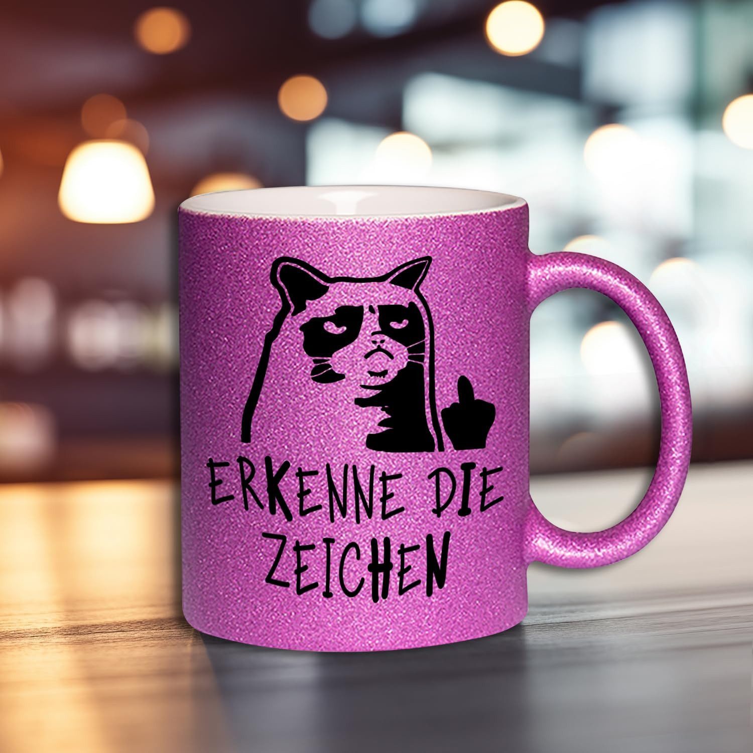 Hustling Sharks Tasse Hustling Sharks® Farbige glitzer-Tassen - Erkenne die Zeichen!, 330 ml