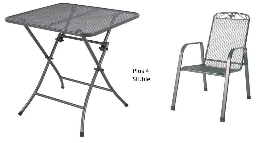 MWH Loungeset MWH Balkon-Set Latte Metall 4 Stühle, Klappbar witterungsbeständig
