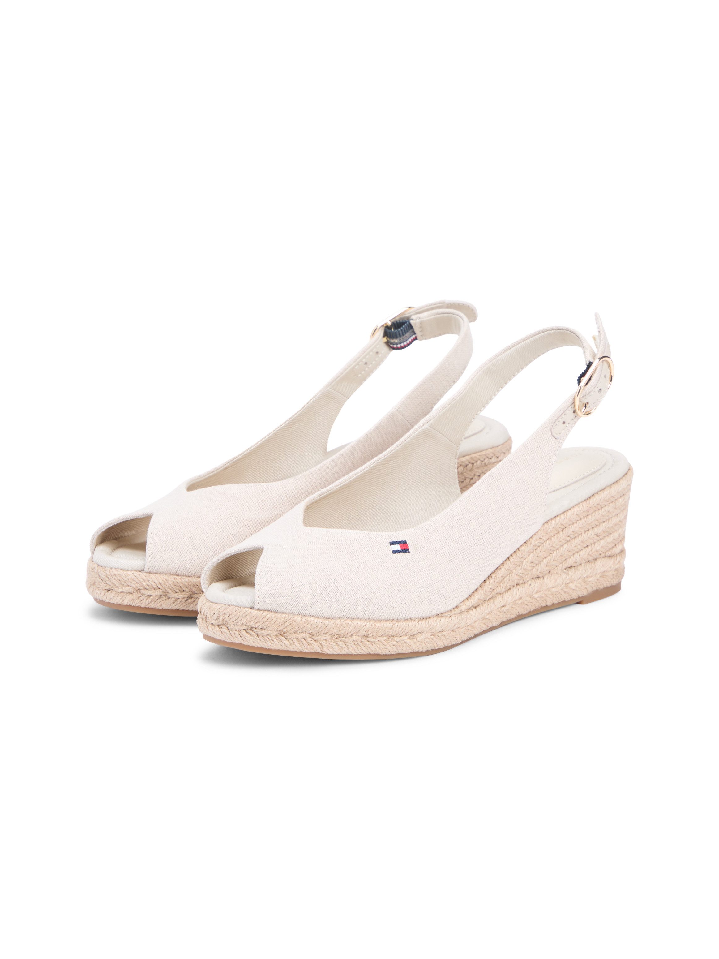 Tommy Hilfiger MID WEDGE ESPAD SLINGBACK Keilsandalette Sommerschuh, Riemchensandale mit Flaggen-Stickerei