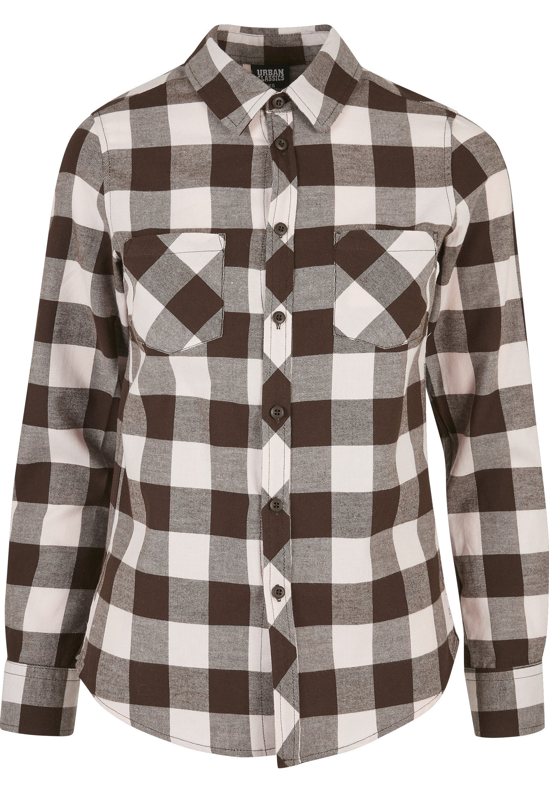 URBAN CLASSICS Kurzarmshirt Urban Classics Damen Ladies Turnup Checked Flanell Shirt (1-tlg)