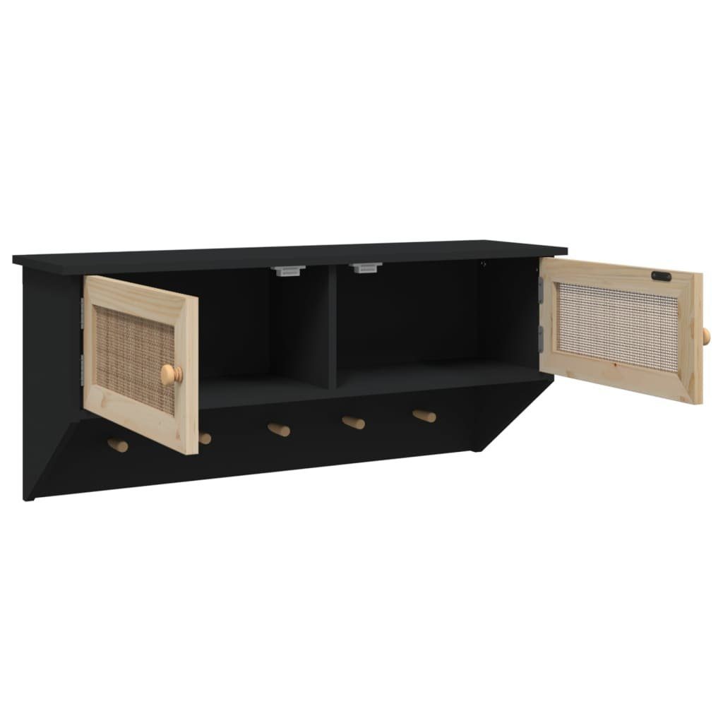 Schwarz Wandgarderobe und Rattan vidaXL 1-tlg. Regal Holzwerkstoff Natur,