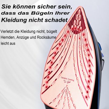 HOUROC Dampfbügeleisen Bügeleisen,Dampfbügeleisen 70 g/min Dampf, 120g Extra-Dampfstoß, 2600,00 W, 300ml Wassertank,Keramik-Bügelsohle, Selbstreinigungs, Antikalk