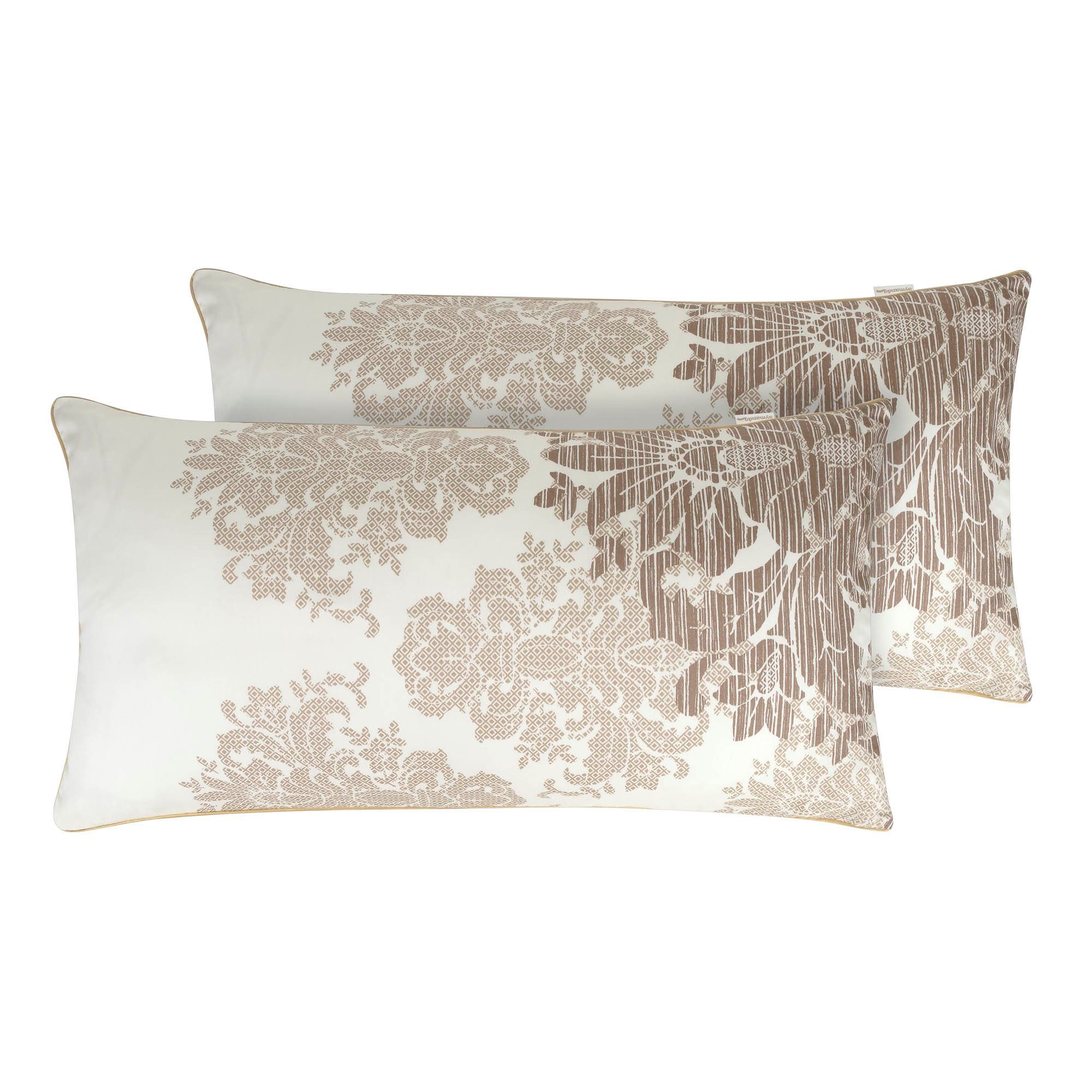 Aymando Kissenbezüge Maderia-Beige, (2 Stück), 100% Baumwolle Mako Satin, 40x80cm