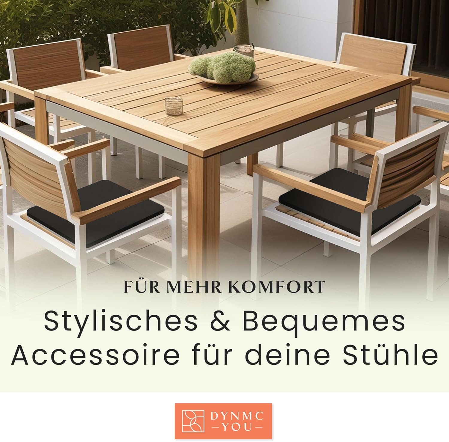 DYNMC you Sitzkissen Stuhlkissen 40x40 - Eckig Set Mittelhart, Sitzkissen Bank Memory Schaumstoff - Sitzpolster Stuhl