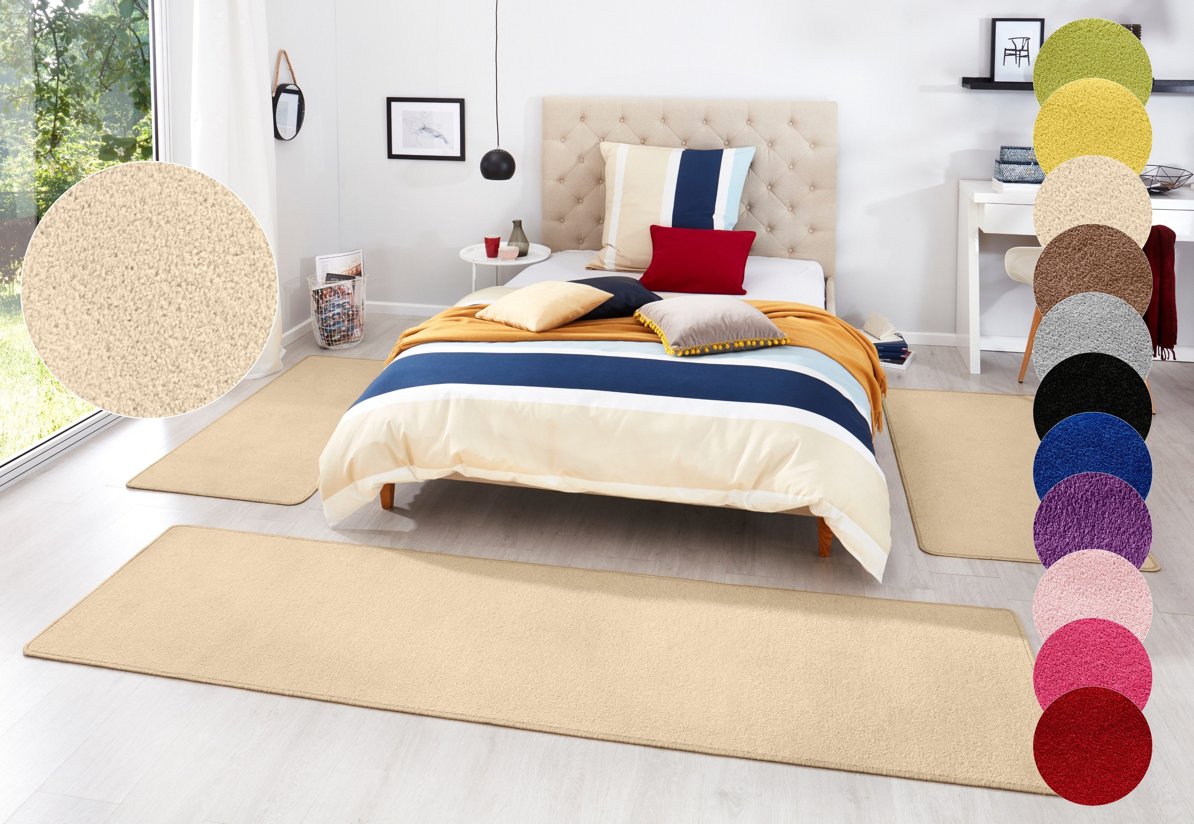 HANSE Home Bettumrandung »Fancy«, (3 tlg.), Unifarben, Bettvorleger, 3-teil günstig online kaufen