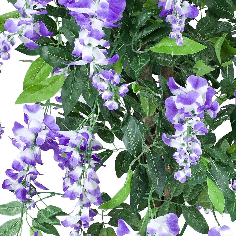 Pflanze Wisteria Künstliche 160cm Blauregen Glyzinie Echtholz Decovego, Kunstpflanze Decovego mit