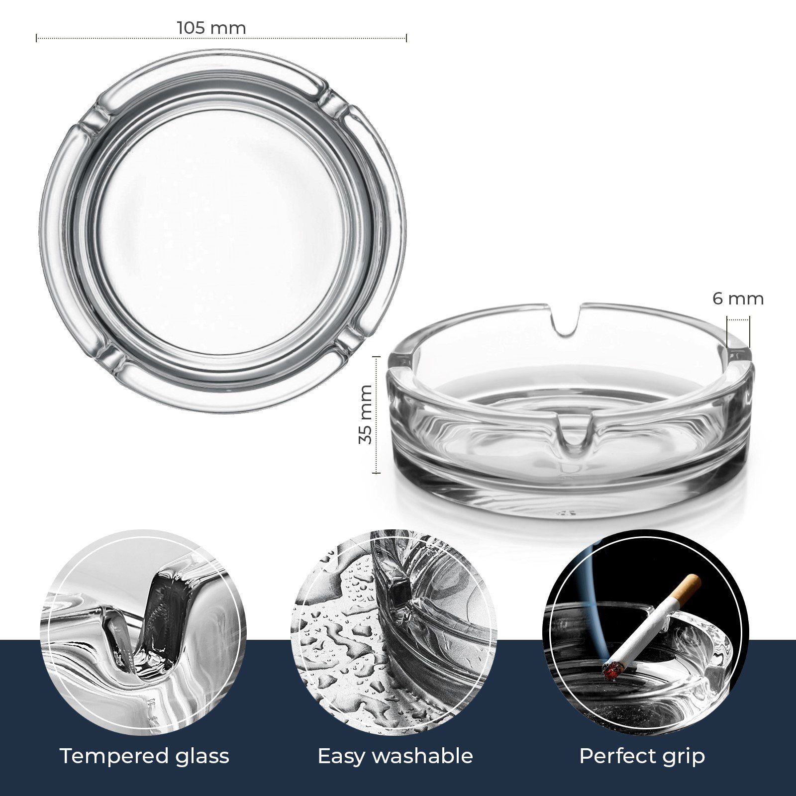 Konzept 11 Aschenbecher Aschenbecher aus Glas Tranparent