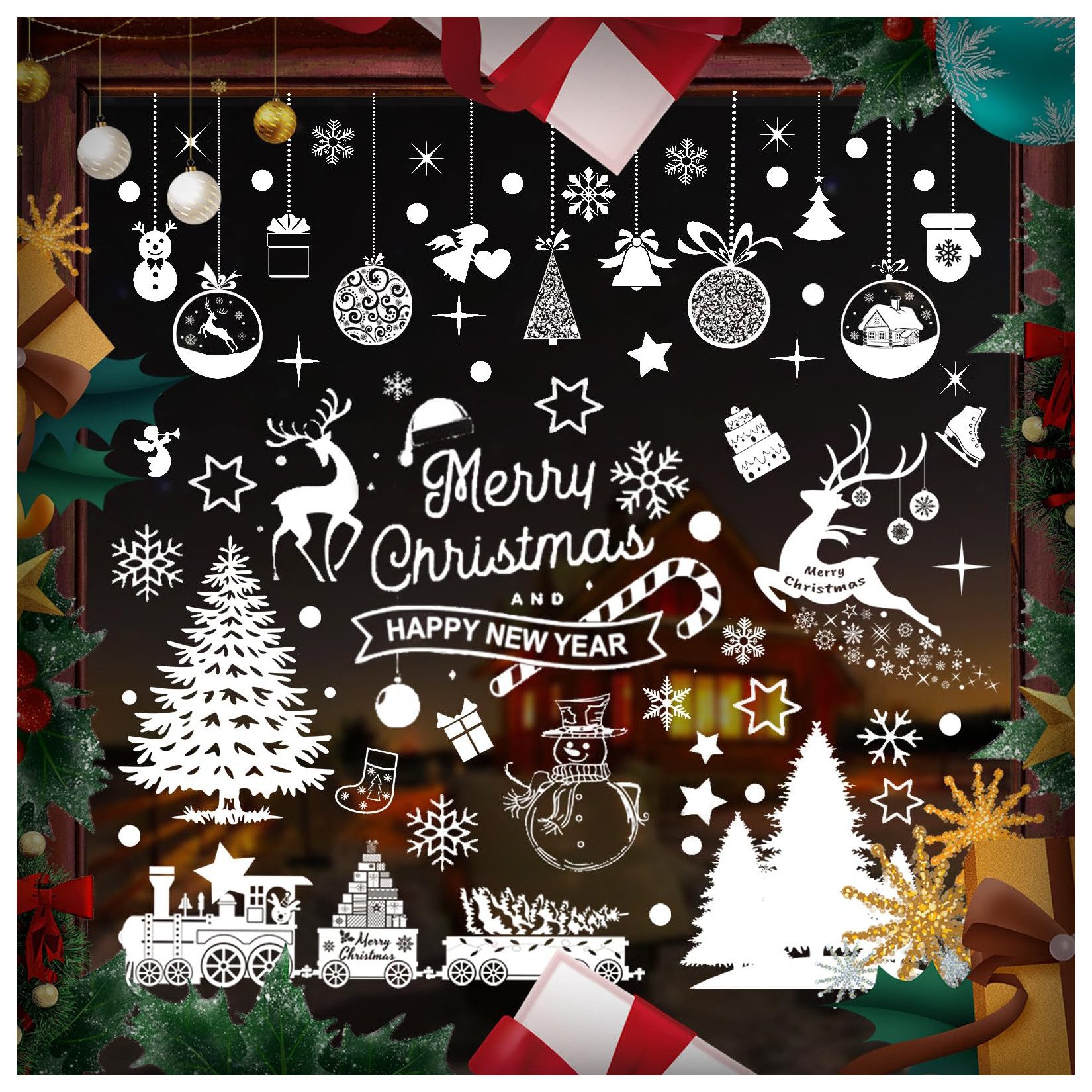 Coonoor Fenstersticker Weihnachts-Fensteraufkleber-Set, statische Fensterau günstig online kaufen