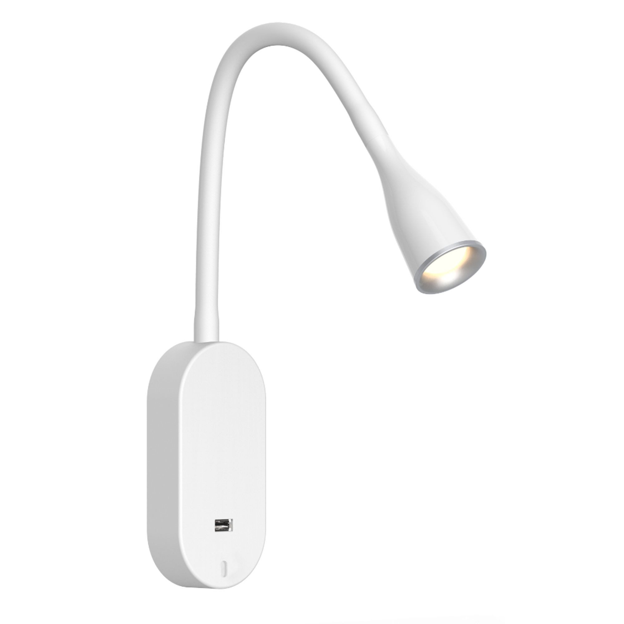 kalb Bettleuchte LED Bettleuchte Tulipano II Leselampe USB Ladefunktion schwarz o. weiß, Touch Schalter, warmweiß