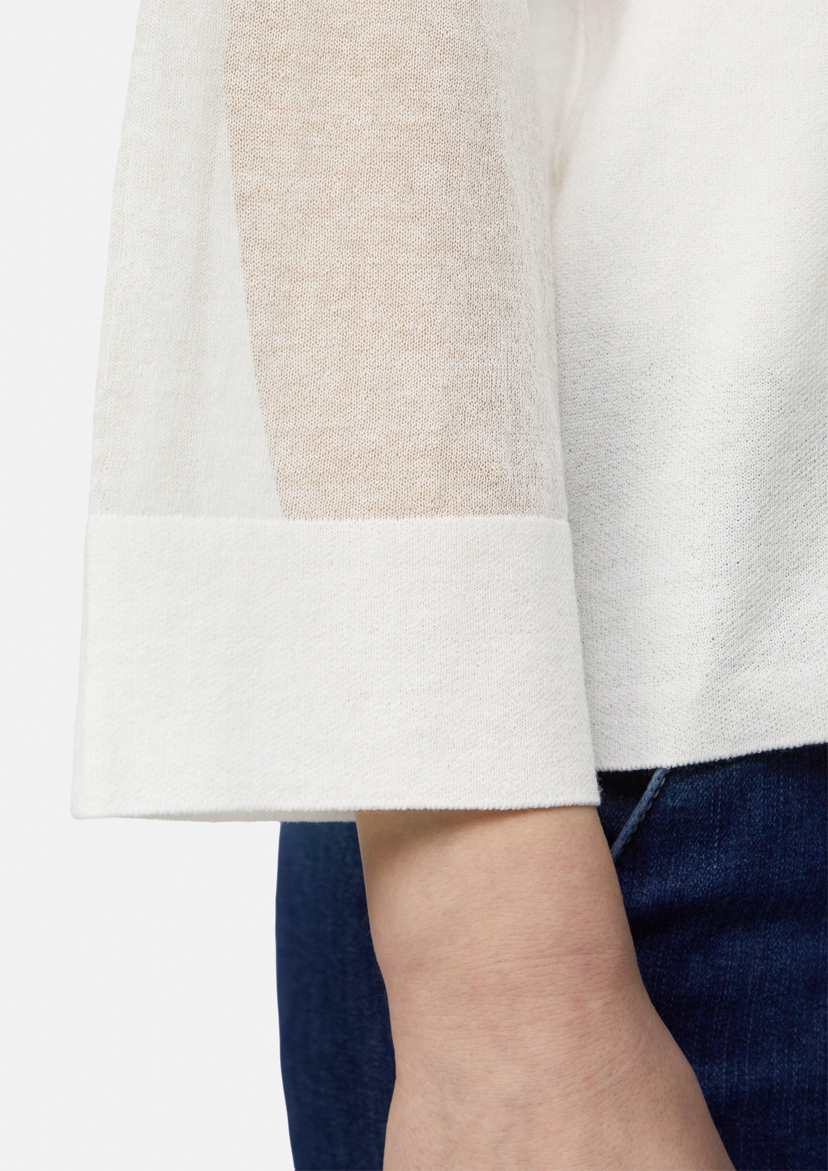 Comma Langarmshirt Semi-transparentes Feinstrickshirt mit verkürzten günstig online kaufen