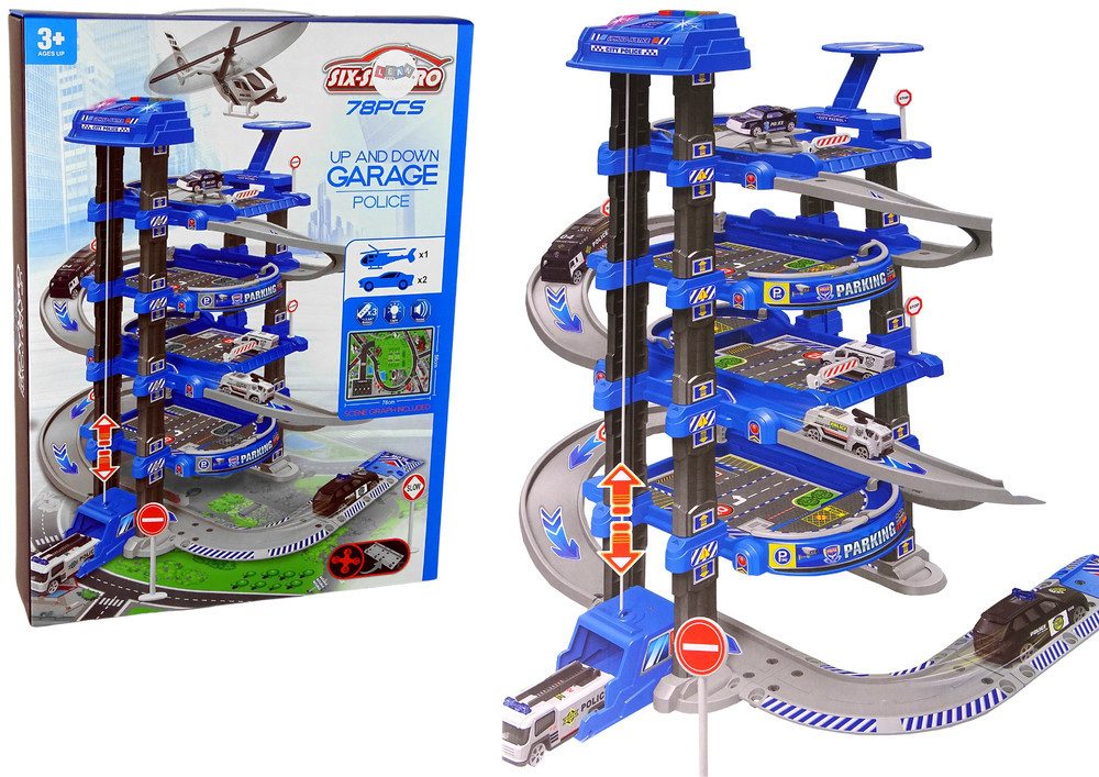 LEAN Toys Autorennbahn Polizei Parkhaus Fahrzeug Sounds Licht Игрушки Polizeistation Aufzug