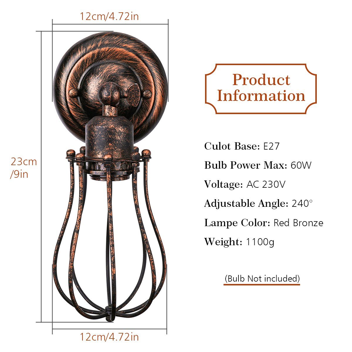 ELEGIANT Wandleuchte KingSo industrielle Vintage Lampen, dekorativ, besonders beruhigendes LED ambiente atmospärisch, fest integriert