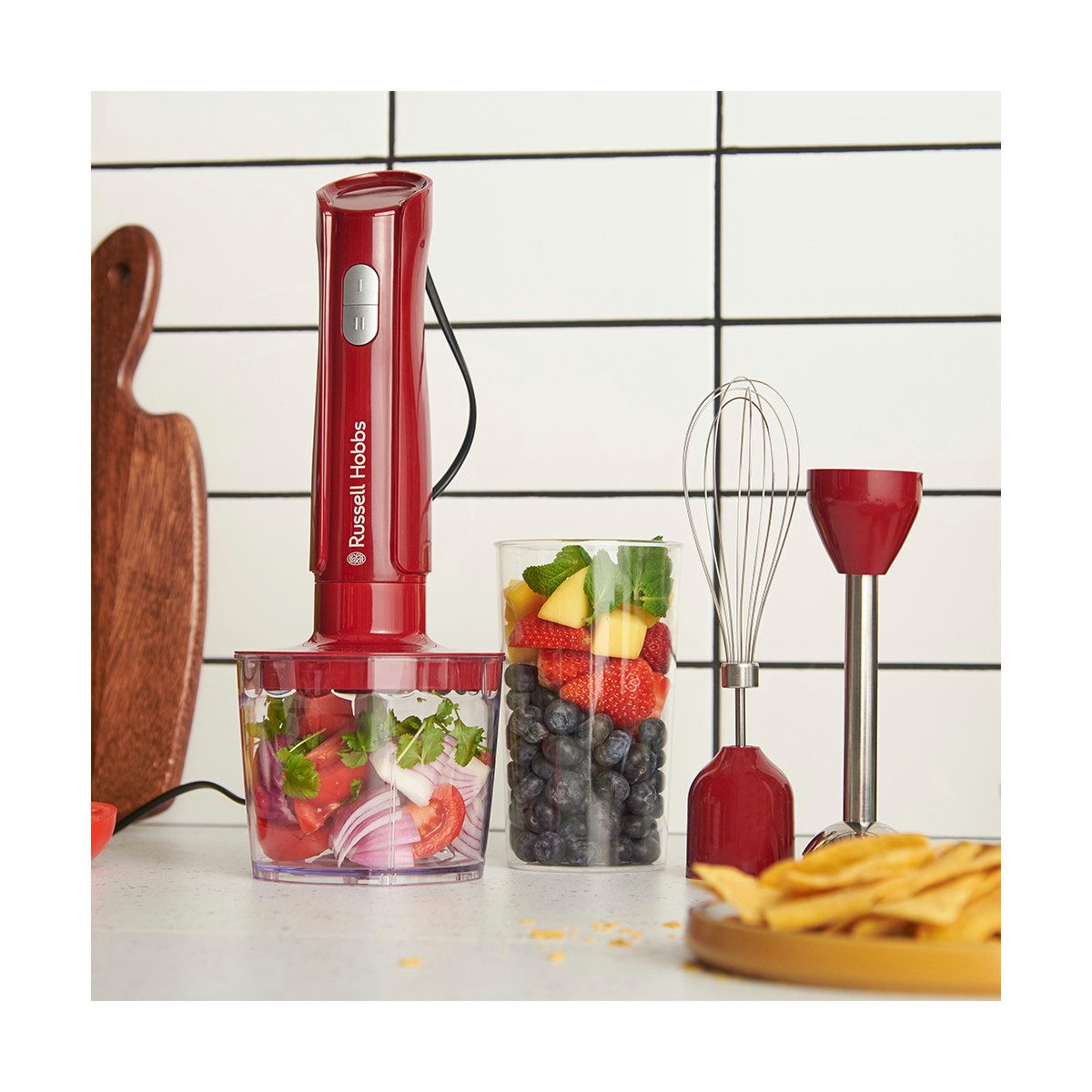 RUSSELL HOBBS Stabmixer RUSSELL HOBBS Stabmixer 3 in 1 Desire Red 27142-56, 500 W