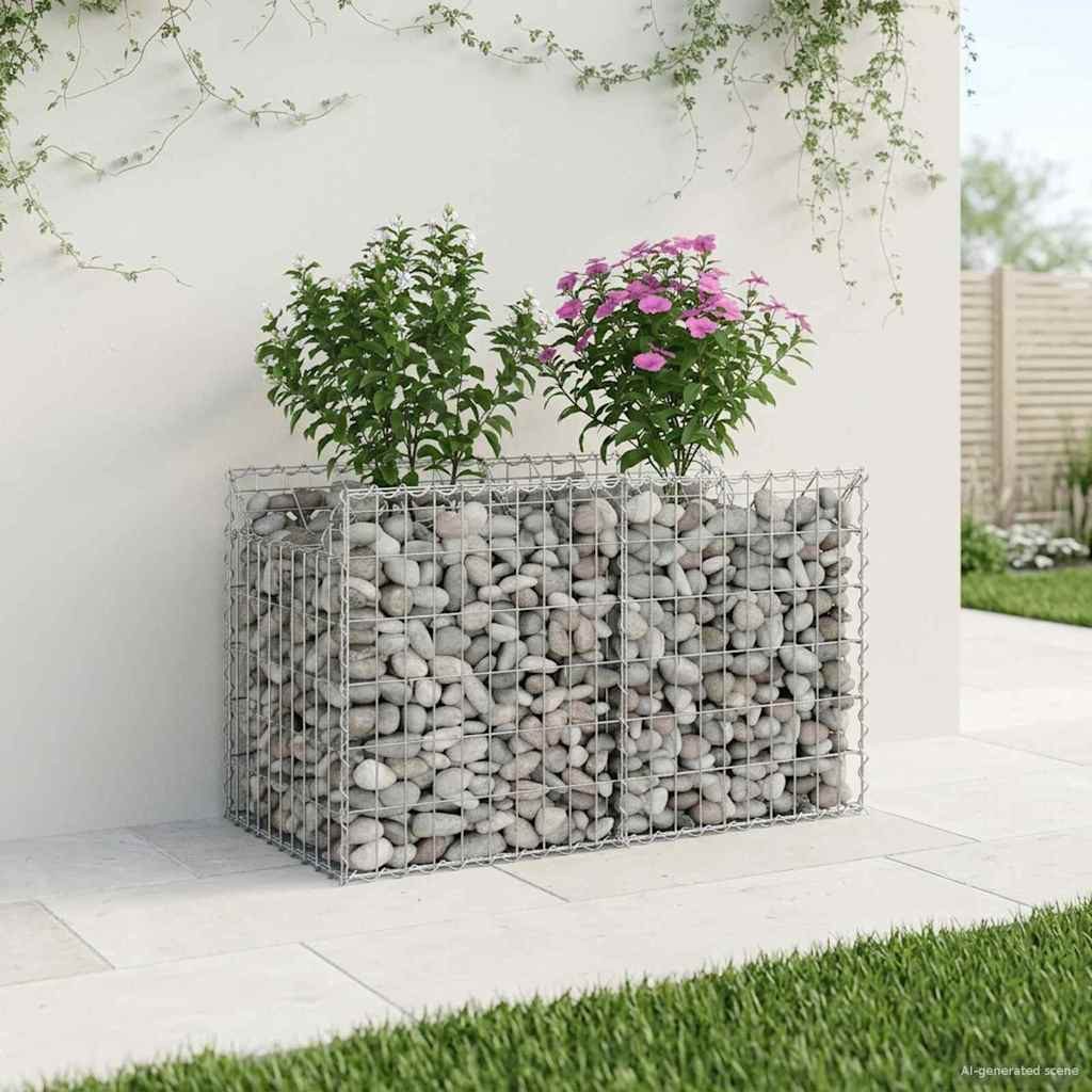furnicato Zaun Zaunpaneele Silber 100 x 50 x 60 cm aus verzinktem Stahl, (1-St), Wetterfestes Gitterelement mit Drainage für den Gartenbereich