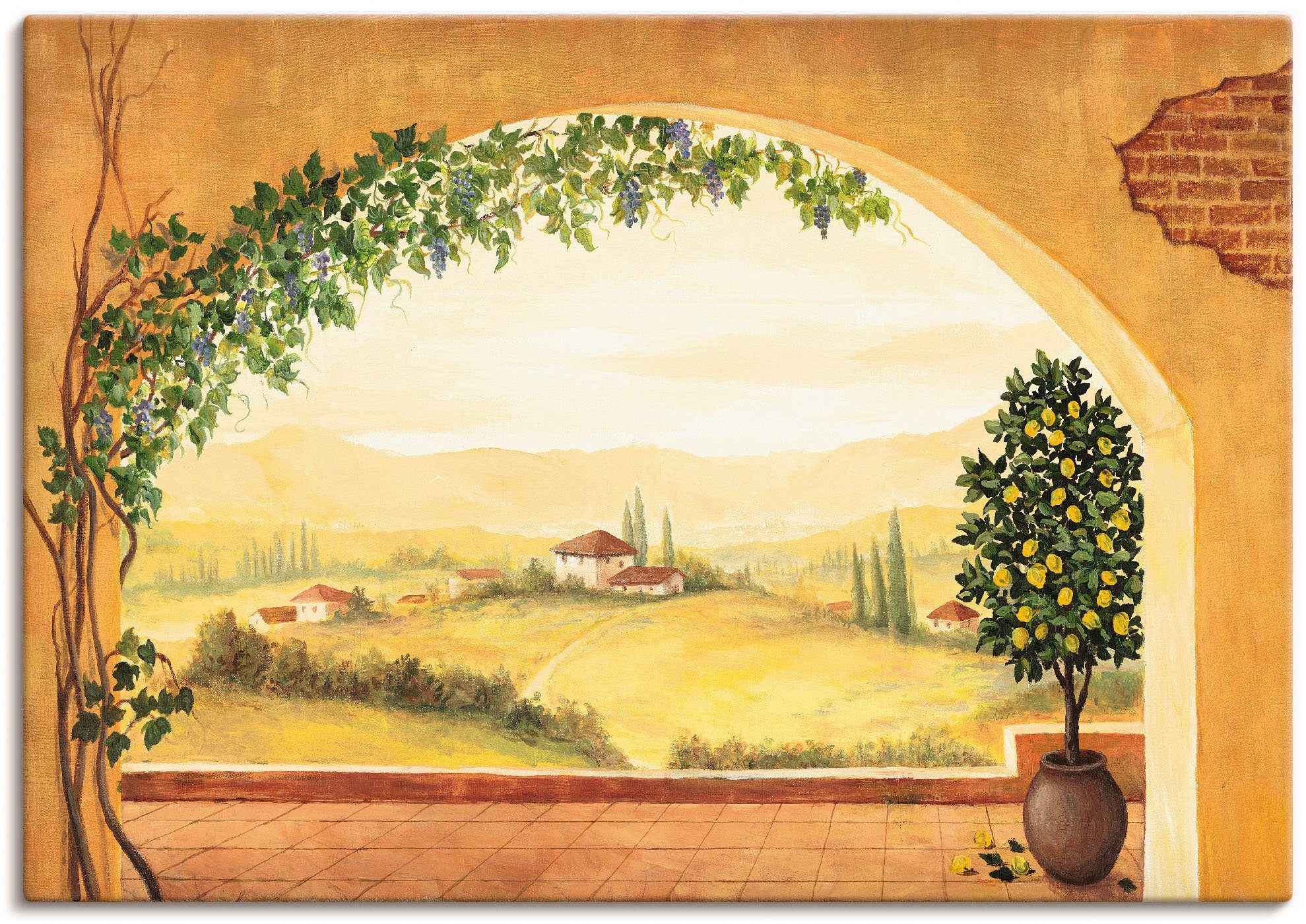 Artland Wandbild Weinranken vor der Toskanalandschaft, günstig online kaufen