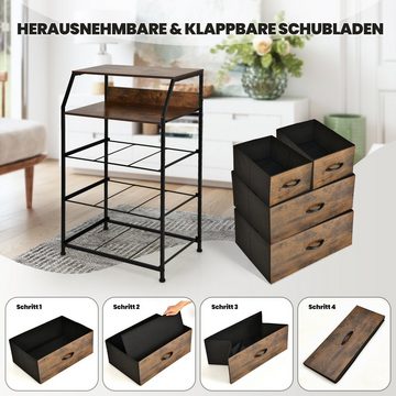 COSTWAY Nachtschrank mit 4 Schubladen und Ablage, 45x30x92cm