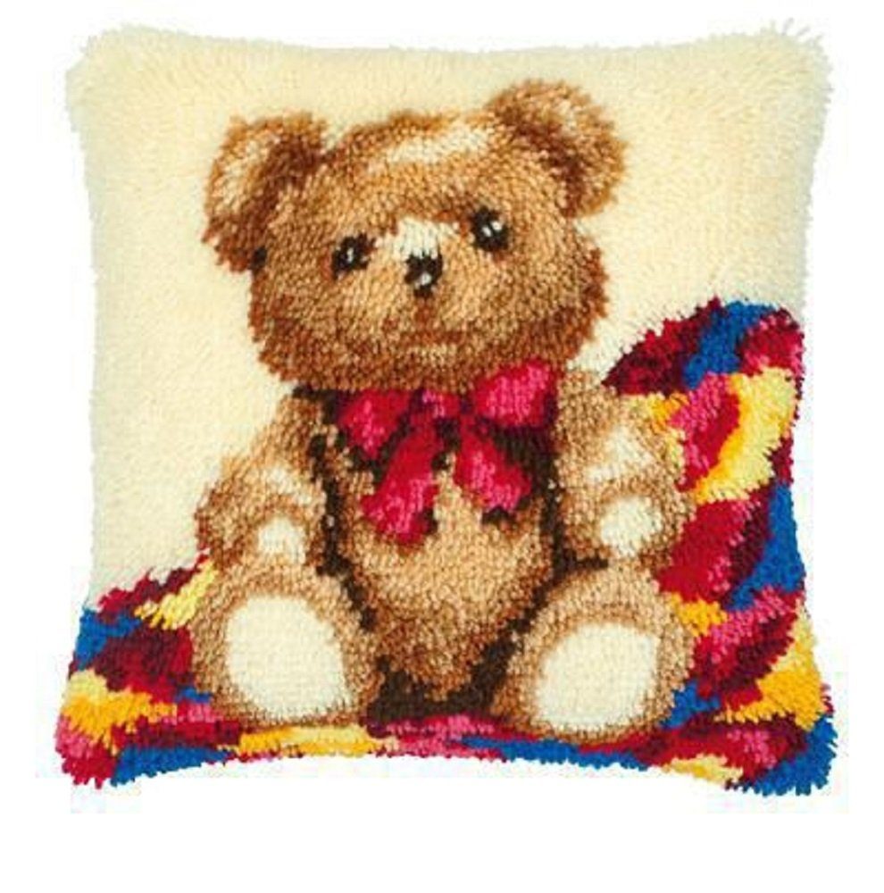 Vervaco Kreativset Vervaco PN-0014124 Knüpfkissenpackung Teddy Bär, (Set, Vervaco embroidery Kit), Made in Europe