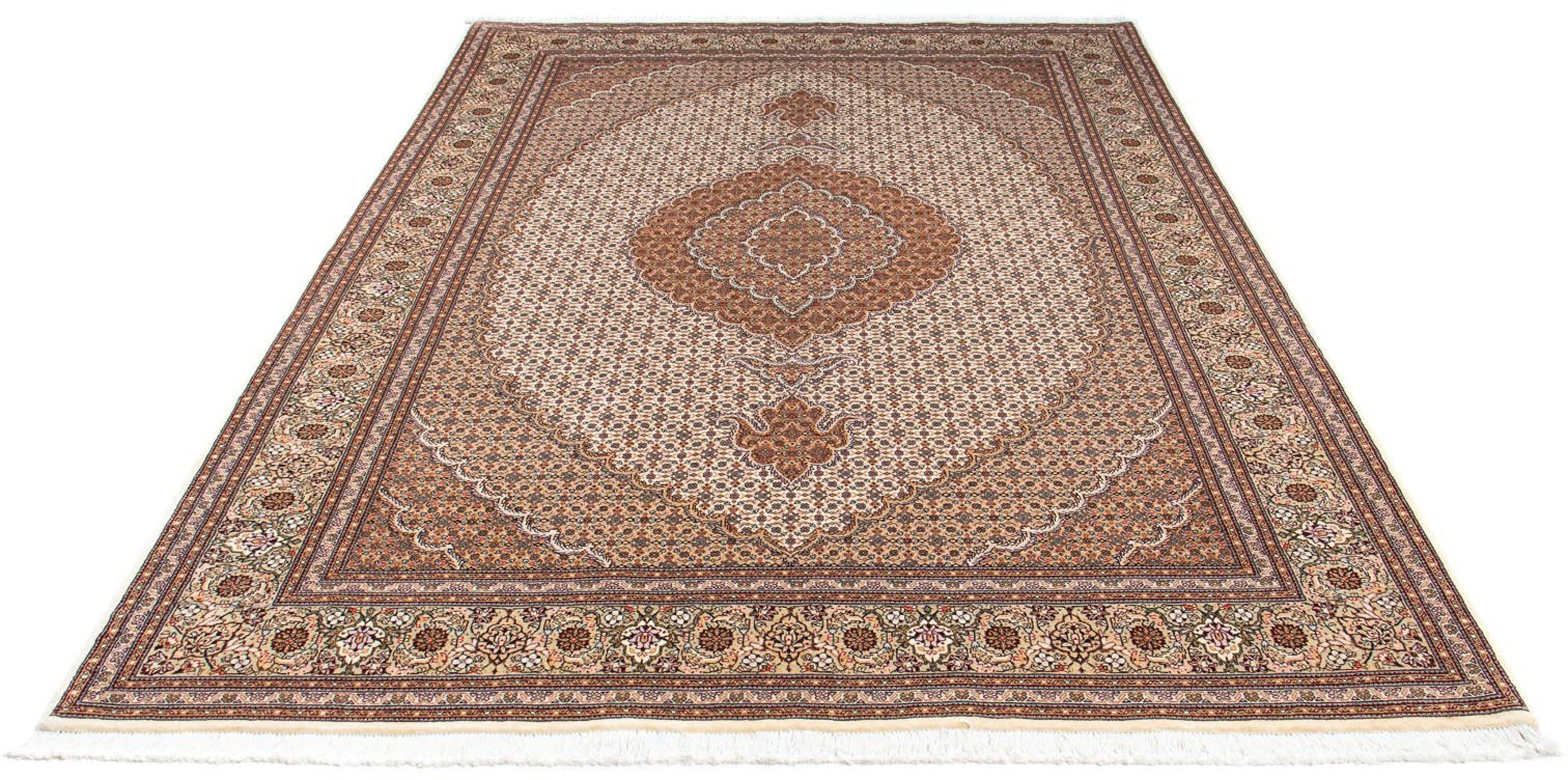 Orientteppich Perser - Täbriz - 250 x 168 cm - hellbraun, morgenland, rechteckig, Höhe: 10 mm, Wohnzimmer, Handgeknüpft, Einzelstück mit Zertifikat