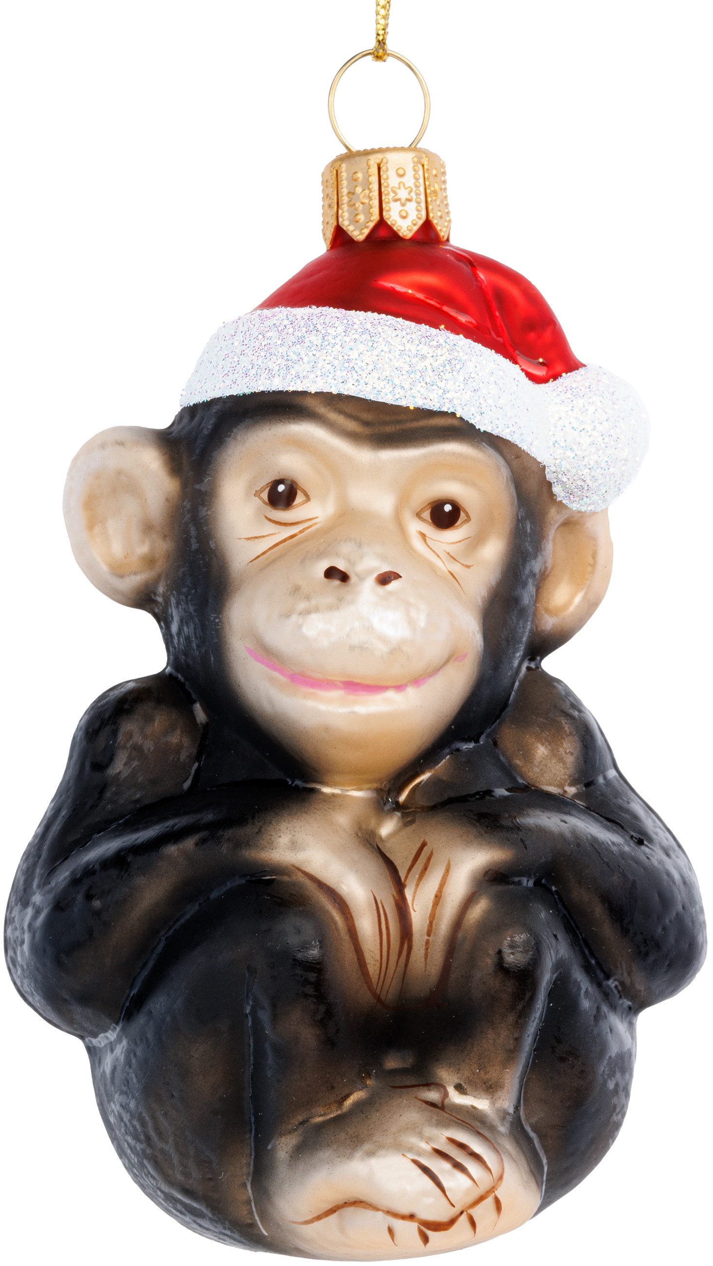 SIKORA Christbaumschmuck Schimpanse Besondere Weihnachtskugel Glas Figur Anhänger - BS777, Christbaumschmuck - Traditionell, authentisch & außergewöhnlich