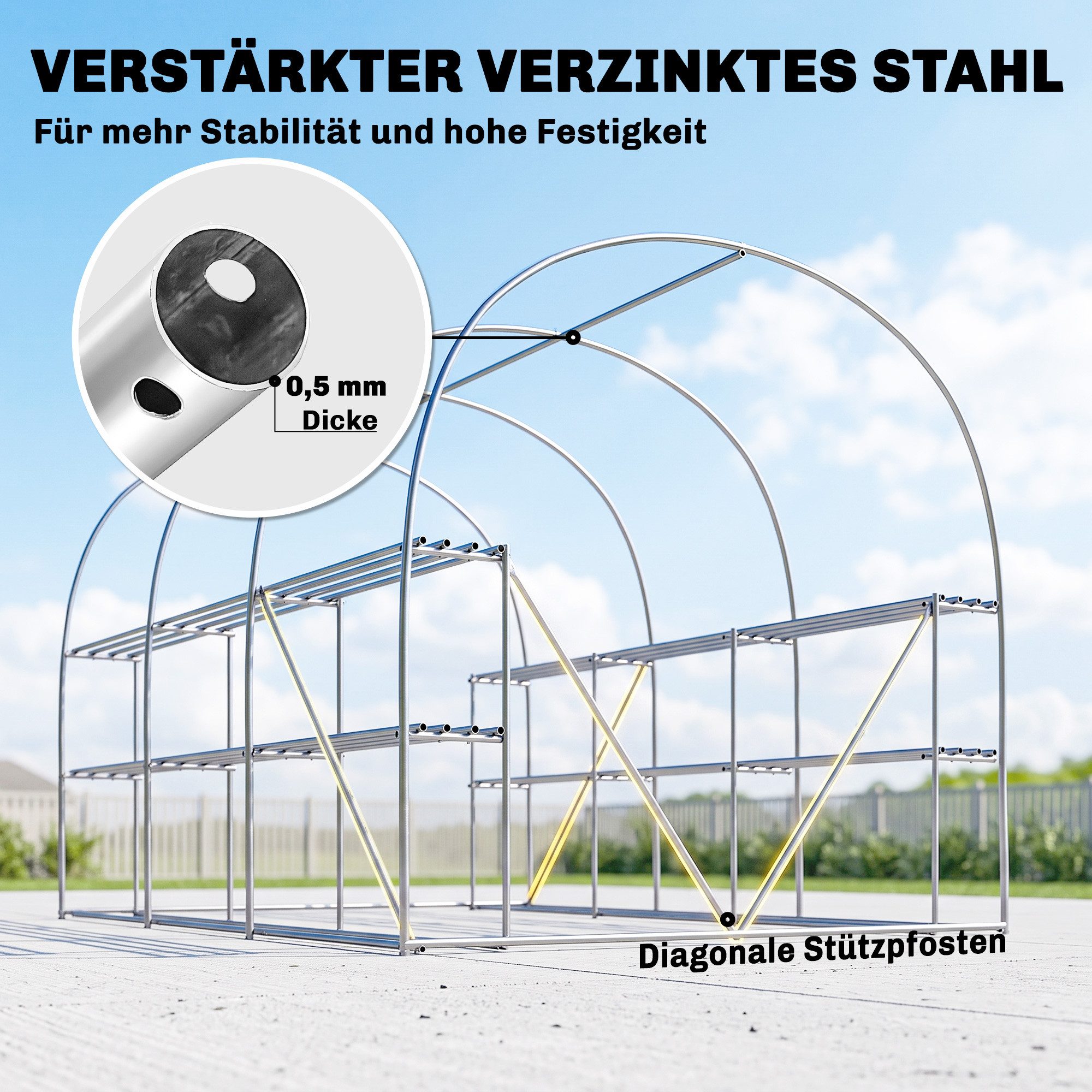 Outsunny Foliengewächshaus Gewächshaus mit Regalen, rollbar, UV-beständig, Tomatenhaus, BxTxH: 198 x 275 x 191 cm, BxLxH: 25 x 273 x 191 cm, 0.5 mm Wandstärke,  – Bild 5 von 5