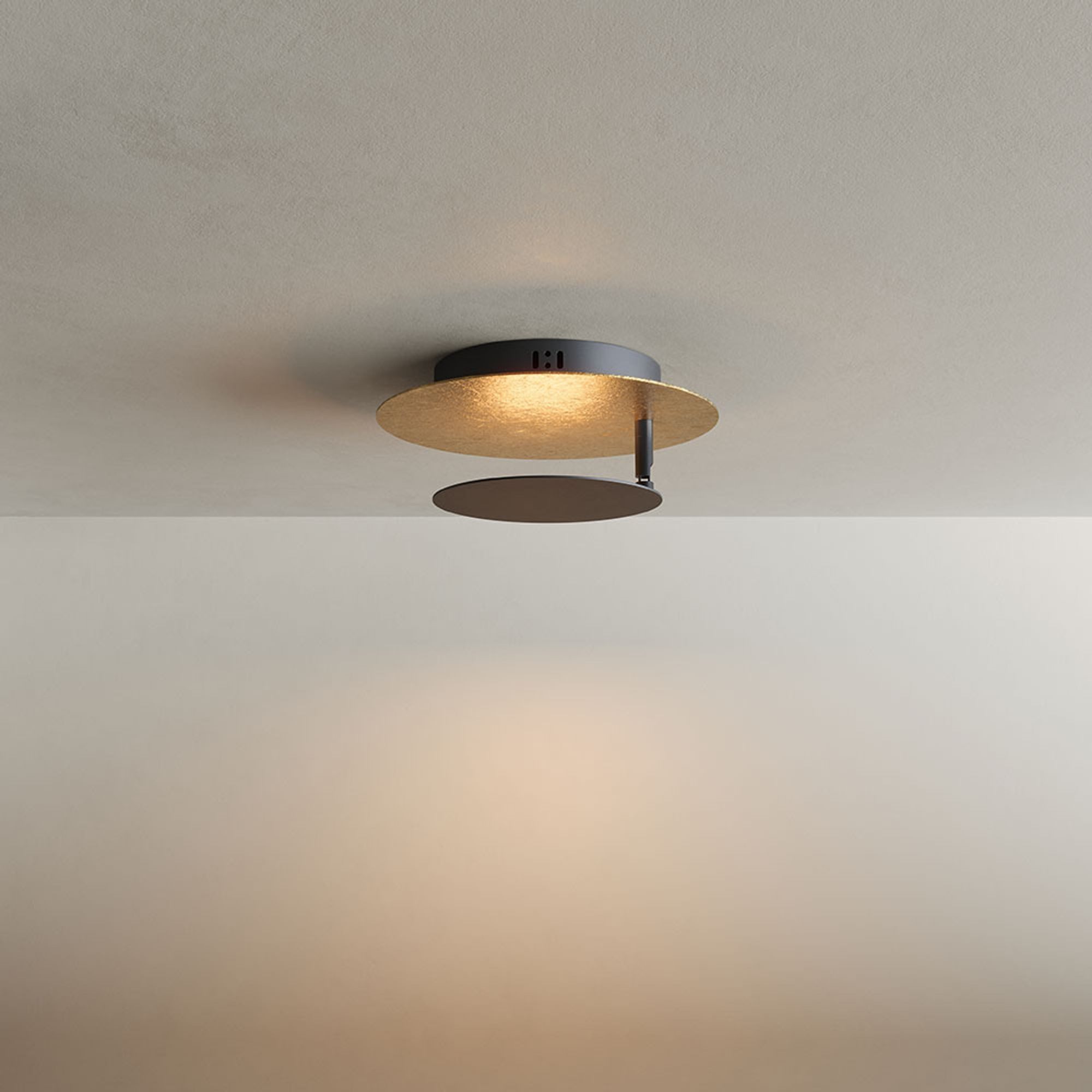 s.luce Deckenleuchte LED Wandlampe Deckenlampe Plate Blattgold, Warmweiß