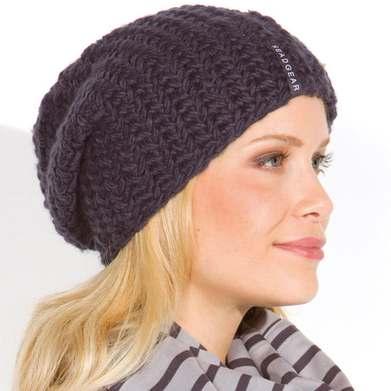 modAS Beanie 10714 Damen Mütze Grobstrick mit eingearbeitetem Fleeceband