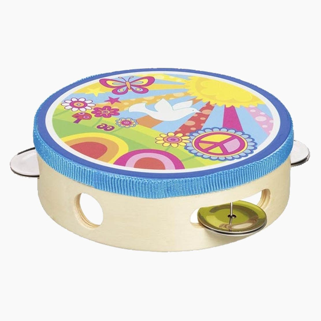 goki Spielzeug-Musikinstrument Tamburin mit Schellen Sonnenschein, (packung, 1 tlg., set), Fröhliches Design sorgt für gute Laune