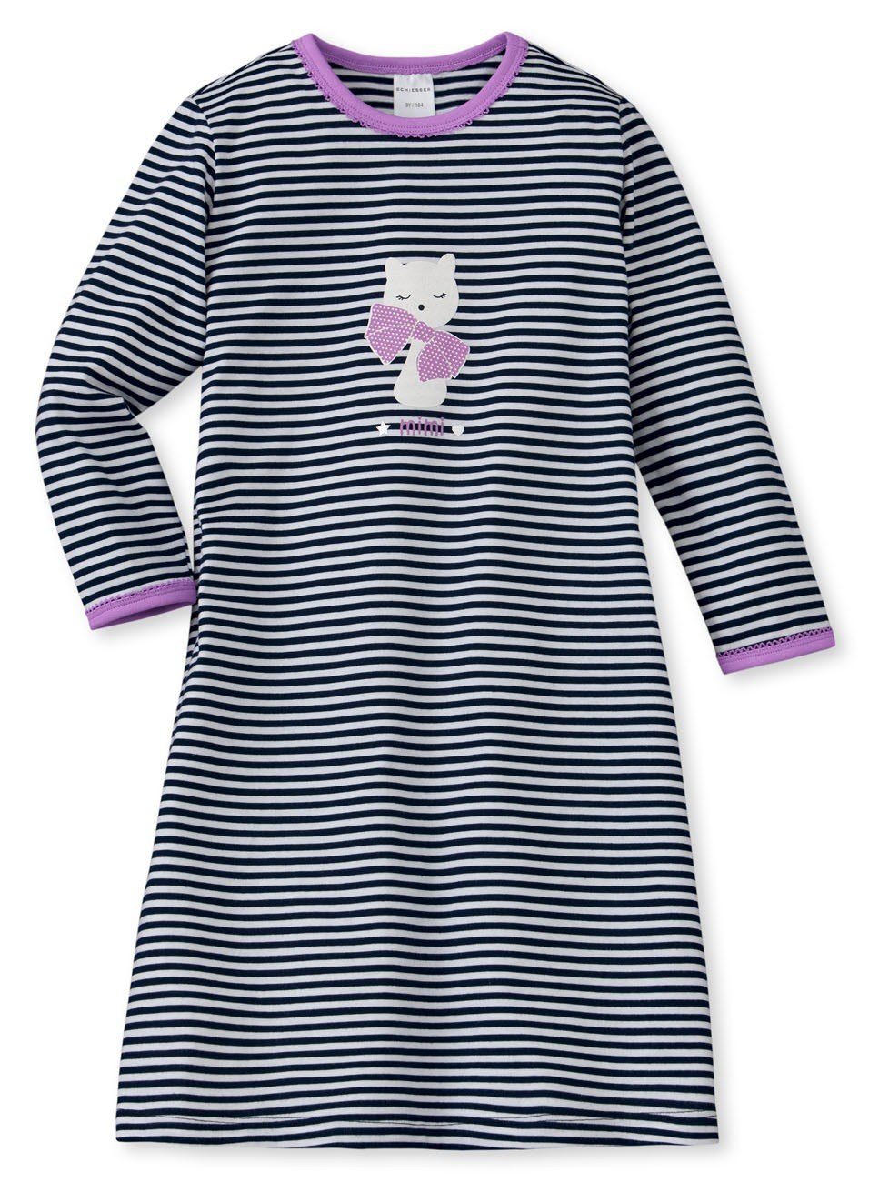 Ringel (Set, 1-tlg., CAT Sleepshirt, Nachthemd, Schiesser CAT Set) MIMI Nachthemd Schlafanzug, MIMI Mädchen