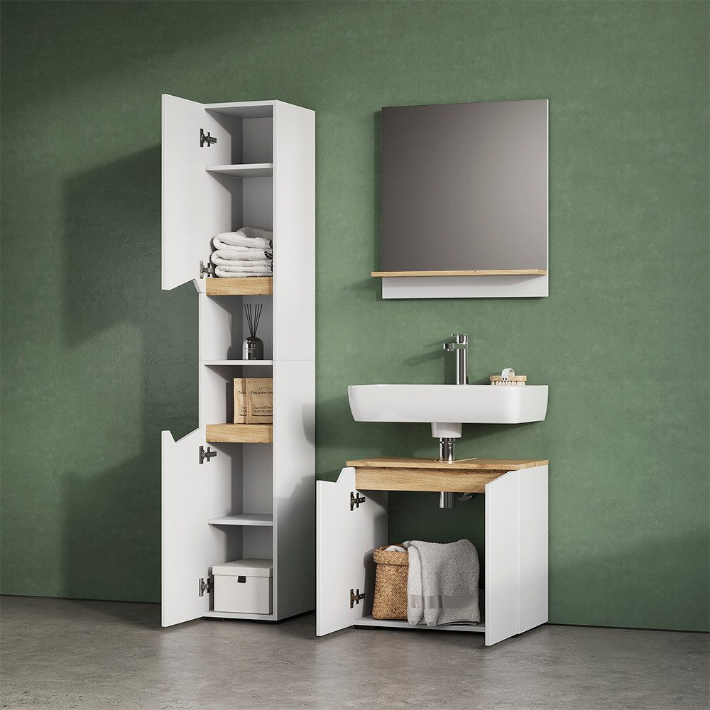 Livinity® Waschbeckenunterschrank Timavo, Weiß/Artisan-Eiche, 60 x 57.5 cm mit 2 Türen (1-St) – Bild 5 von 5
