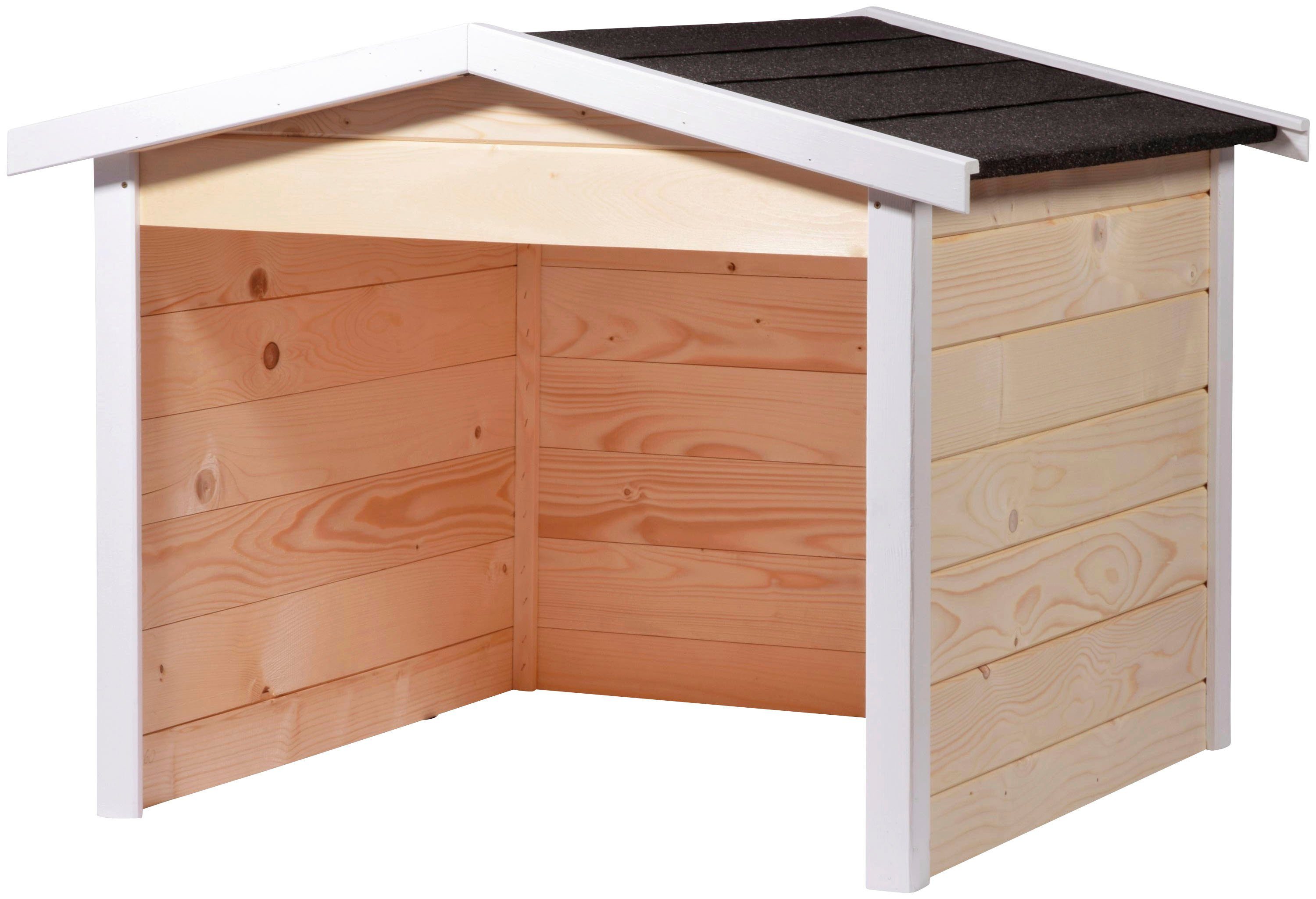 dobar Mähroboter-Garage, BxTxH: 68x76x52 cm, aus Holz in natur, mit Bitumen-Dach beige