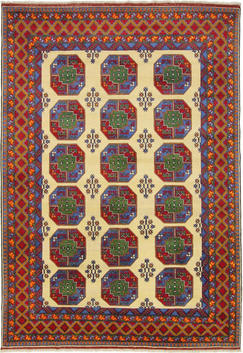 Orientteppich Afghan Akhche 205x301 Handgeknüpfter Orientteppich, Nain Trading, rechteckig, Höhe: 6 mm