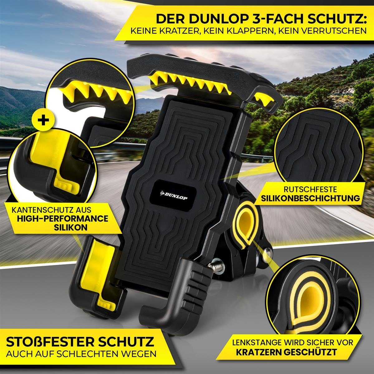 Dunlop Handy-Halterung Handyhalterung Fahrrad Halterung Dunlop, (bis 6.8 Zoll, SICHERE Universal Halterung Fahrrad Motorrad ANTI SHAKE) – Bild 4 von 5