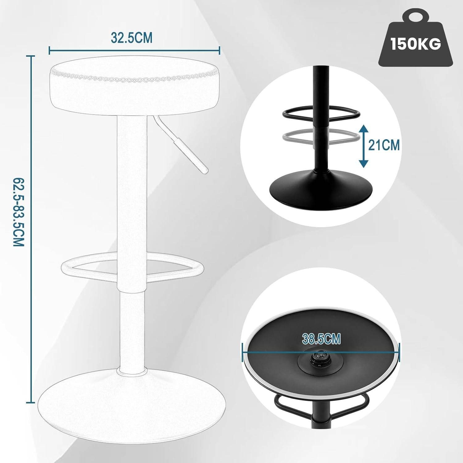 EUGAD Barhocker (1 St), drehbar, höhenverstellbar, Metallgesetll, Vintage-Kunstleder
