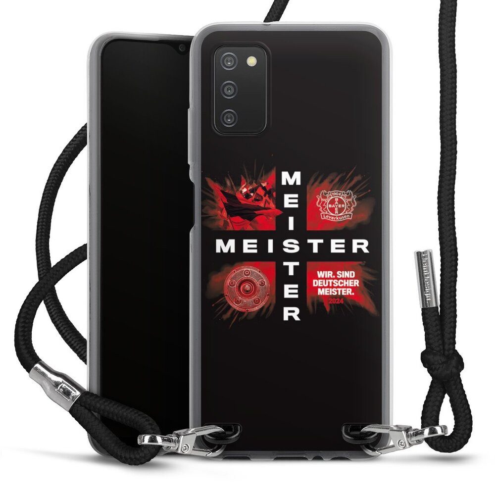 DeinDesign Handyhülle Bayer 04 Leverkusen Meister Offizielles Lizenzprodukt, Samsung Galaxy A03s Handykette Hülle mit Band Case zum Umhängen