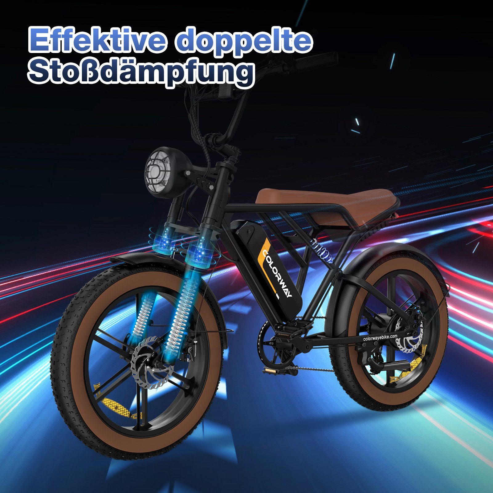 E-Motorrad Zoll MTB Gang, 250W Reifen, Fat 48V 4.0 Heckmotor 7 20 E-Bike Shimano, COLORWAY 15Ah Motor