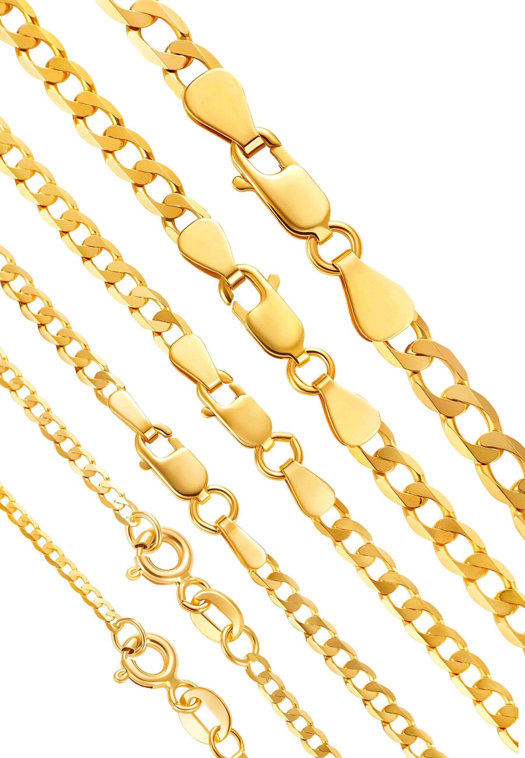 ENGELSINN Gliederkette Goldkette 14 Karat 585 Echtgold Gold Stil Panzerkette, 45cm - 55cm Halskette