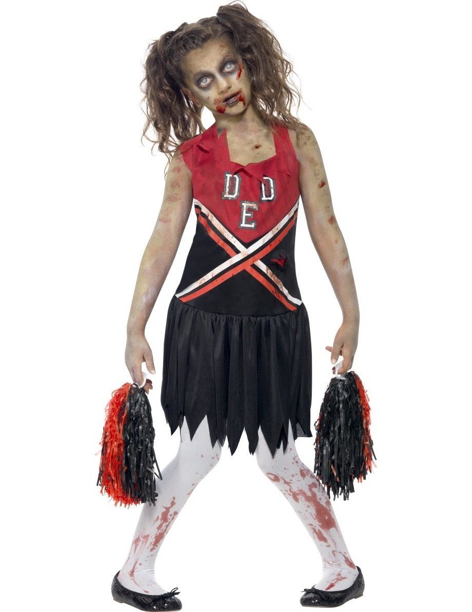 Smiffys Zombie-Kostüm Zombie Cheerleader Halloween Kinderkostüm rot-schwarz