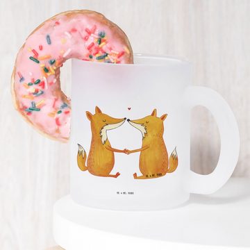 Mr. & Mrs. Panda Teeglas Füchse Liebe - Transparent - Geschenk, Teetasse, Fuchs, Partner, Ehef, Premium Glas, Außerordentliches Design