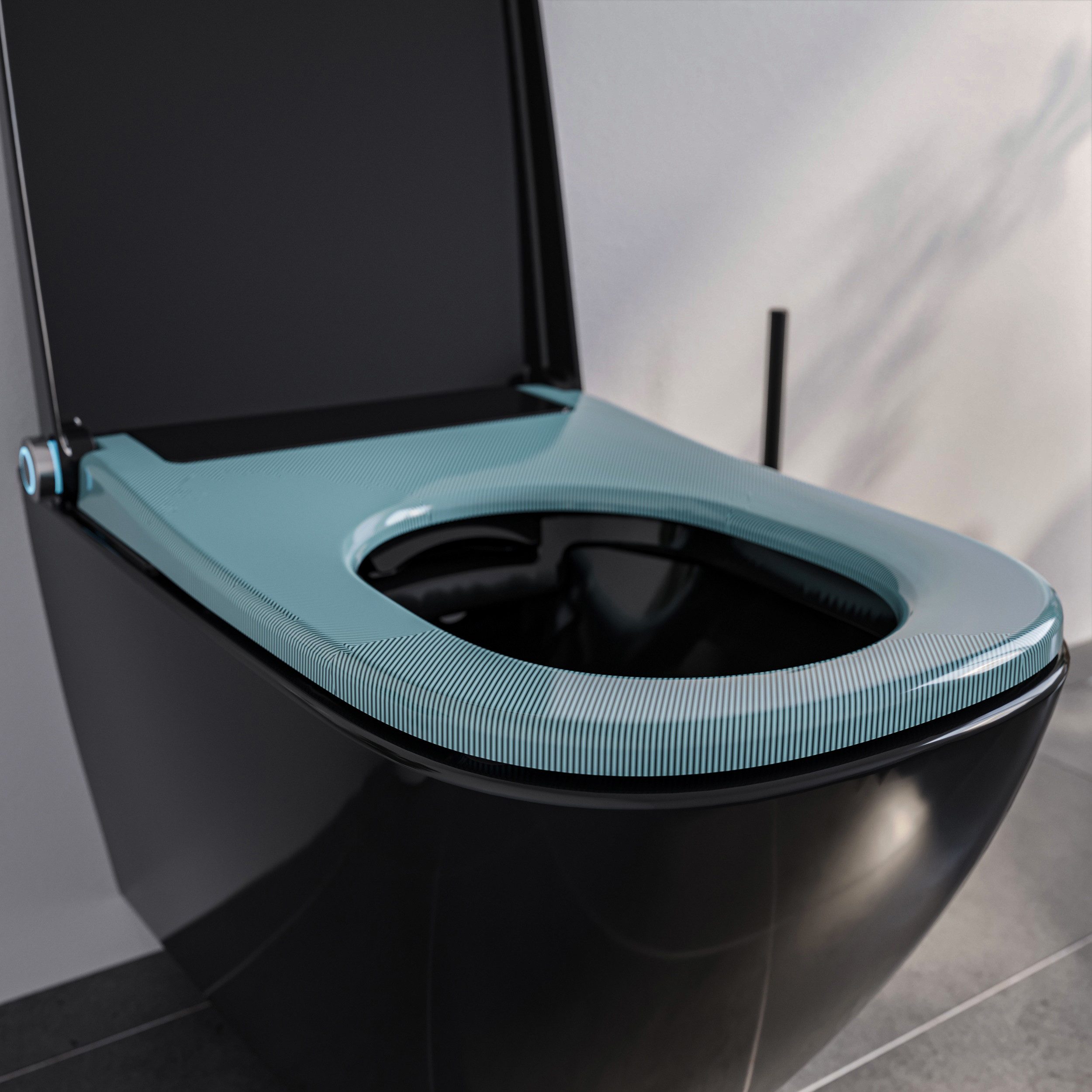 Bernstein Dusch-WC PRO+ 1104, Wandhängend, Dusch-WC schwarz eckig Komplettanlage Föhn Fernbedienung