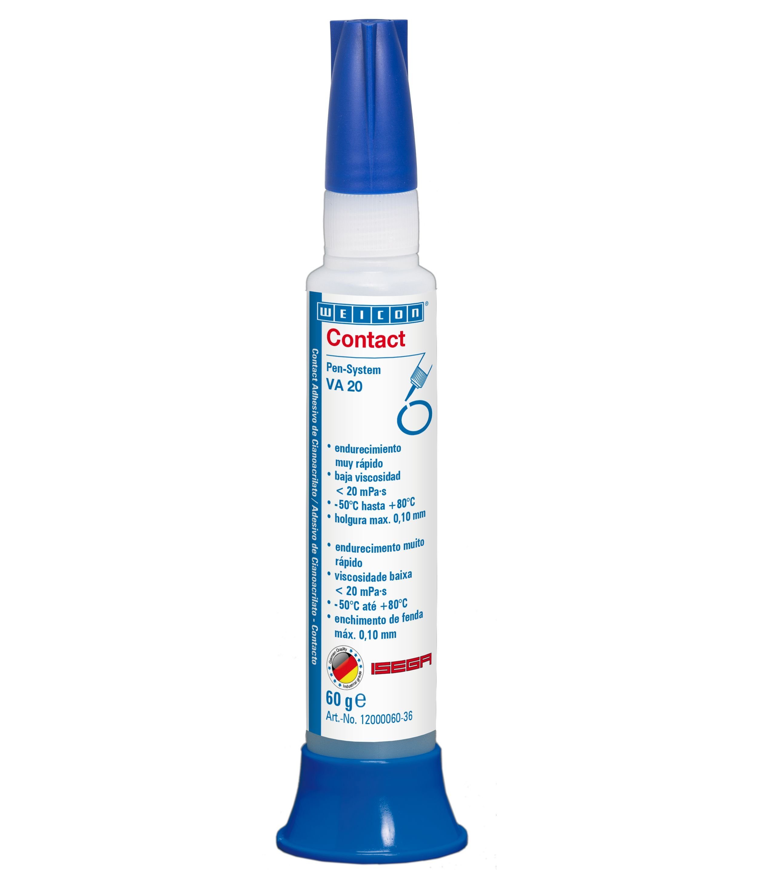 WEICON Sekundenkleber VA 20 Cyanacrylat-Klebstoff für Gummi und Kunststoffe, (Pen, Flasche), ISEGA-zertifiziert, schnelle Aushärtung