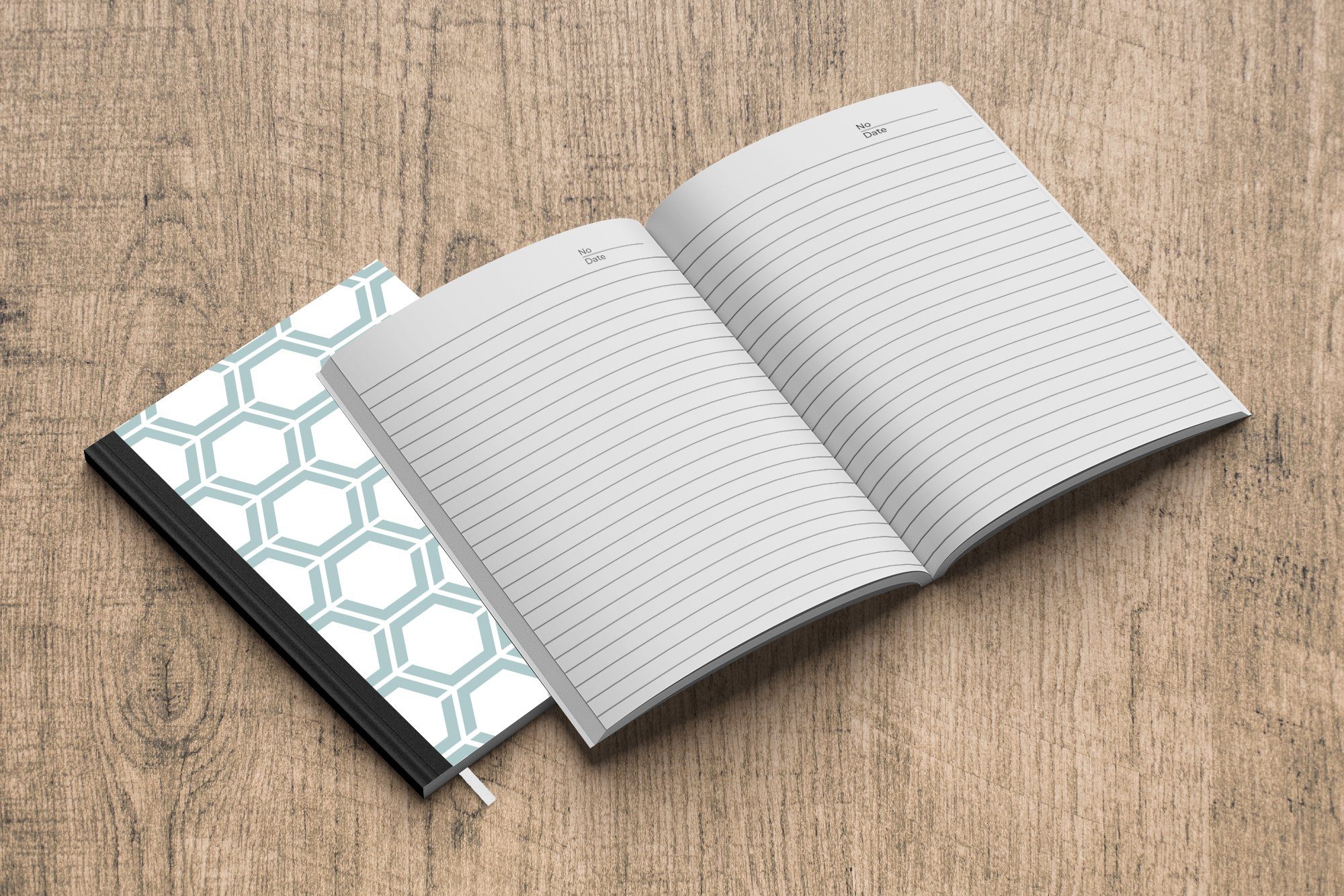 MuchoWow Notizbuch Muster - Linie Journal, Tagebuch, - Notizheft, - Merkzettel, Seiten, Haushaltsbuch A5, Gestaltung 98 Sechseck
